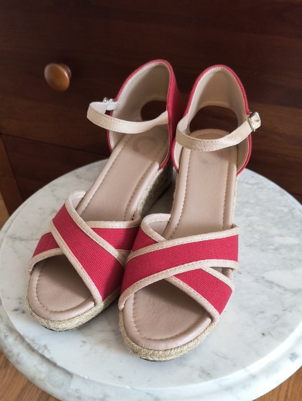 Journee Collection Red Brene Wedge Espadrille, Size 8
